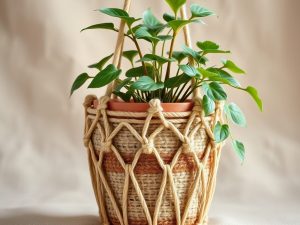 Osłonka na doniczkę w stylu boho DIY: jak stworzyć naturalną dekorację z makramy i juty krok po kroku
