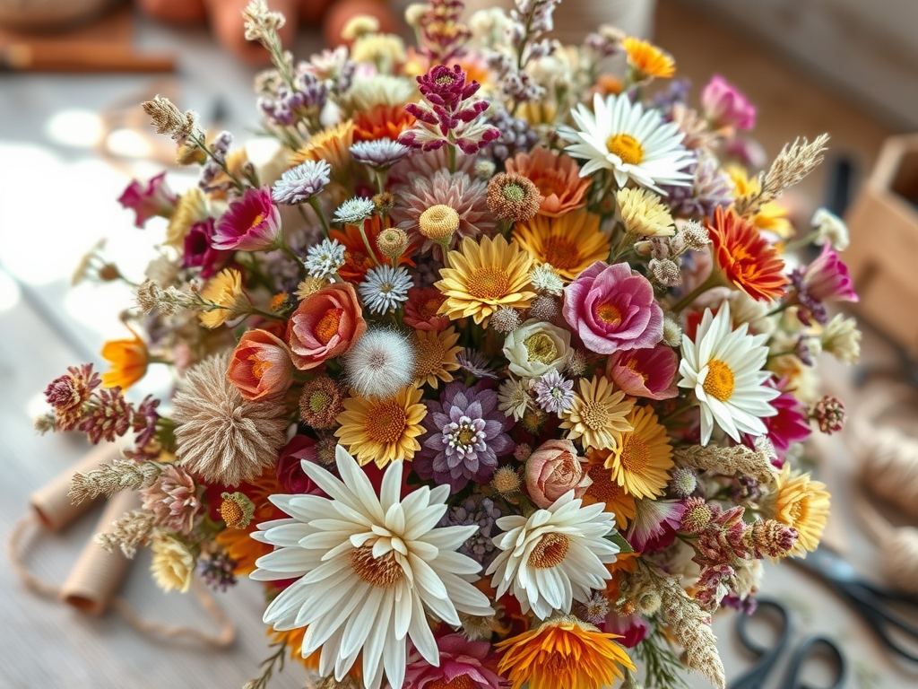 Bukiet z suszonych kwiatów DIY: jak skomponować trwałą i efektowną dekorację krok po kroku