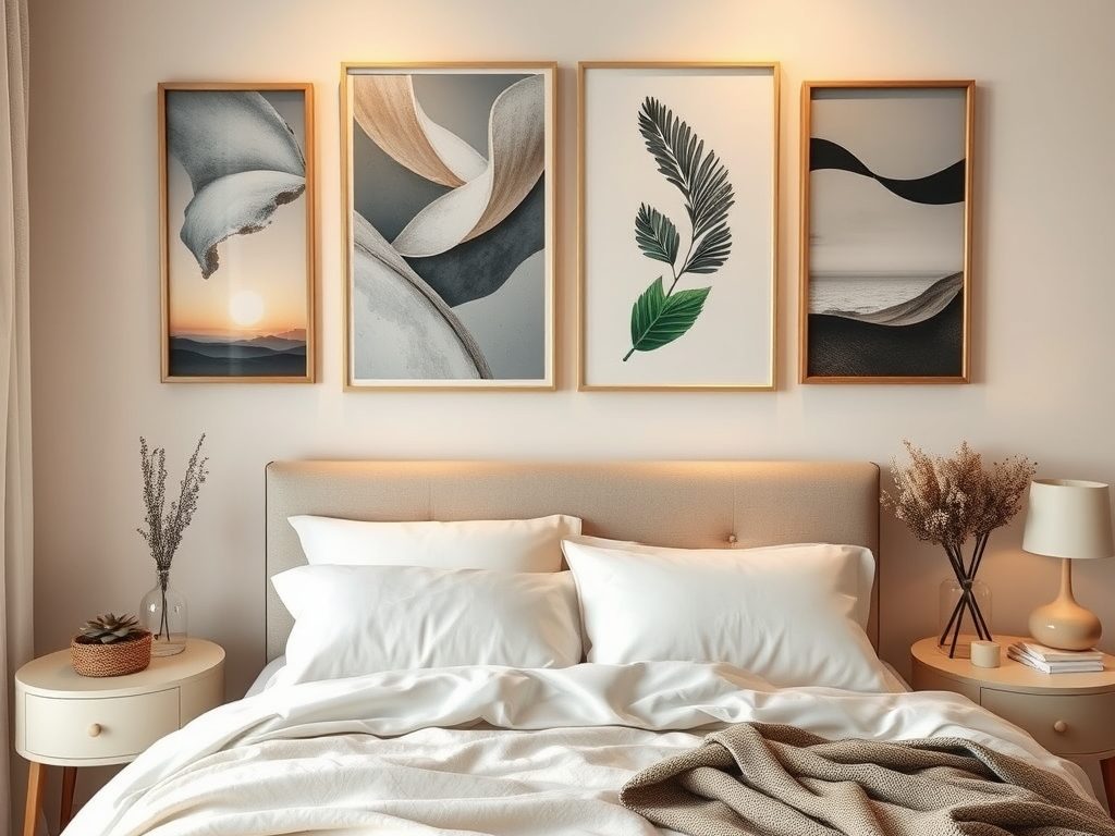 Galeria plakatów w sypialni: jak stworzyć spójną i harmonijną aranżację nad łóżkiem Galeria plakatów w sypialni: jak stworzyć spójną i harmonijną aranżację nad łóżkiem
